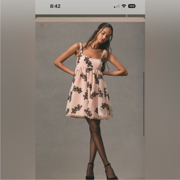 Anthropologie Square Neck Tulle Babydoll Dress - Picture 2 of 6